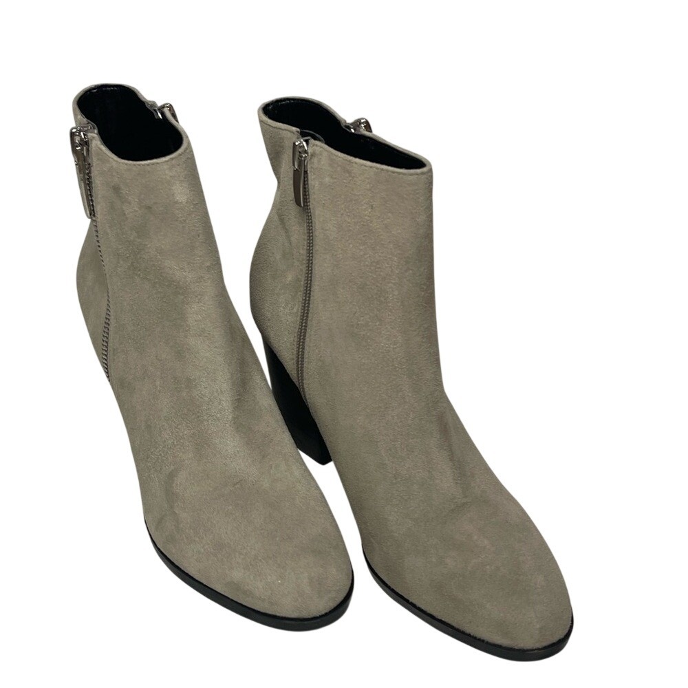 Nine West Neva2 Double Zip Ankle‎ Boots Block Heel Gray Women's Size 8.5M